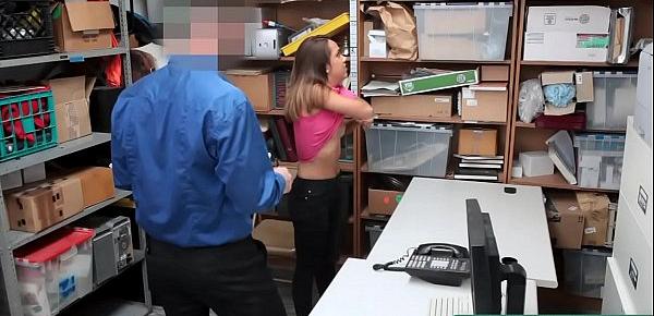  Manipulating Young Teenie Shoplifter to Stroking Big Cock - Teenrobbers.com